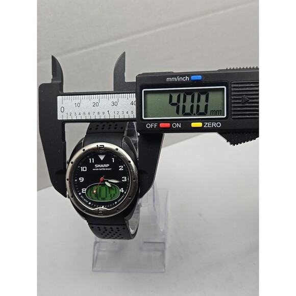 Sharp Analog Digital Quartz Sport Watch 5 ATM Black Rubber Band New Battery Mens - Picture 5 of 12